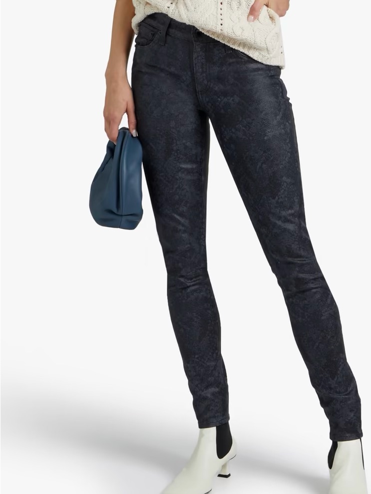 Nwt Rag & Bone ‘Cate’ Coated Mid-Rise Skinny Jeans In “Snake Foil” Wash Size 24
